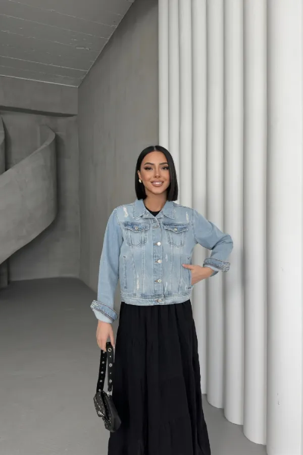 Veste en jean courte 641-18-(S-XL-6)