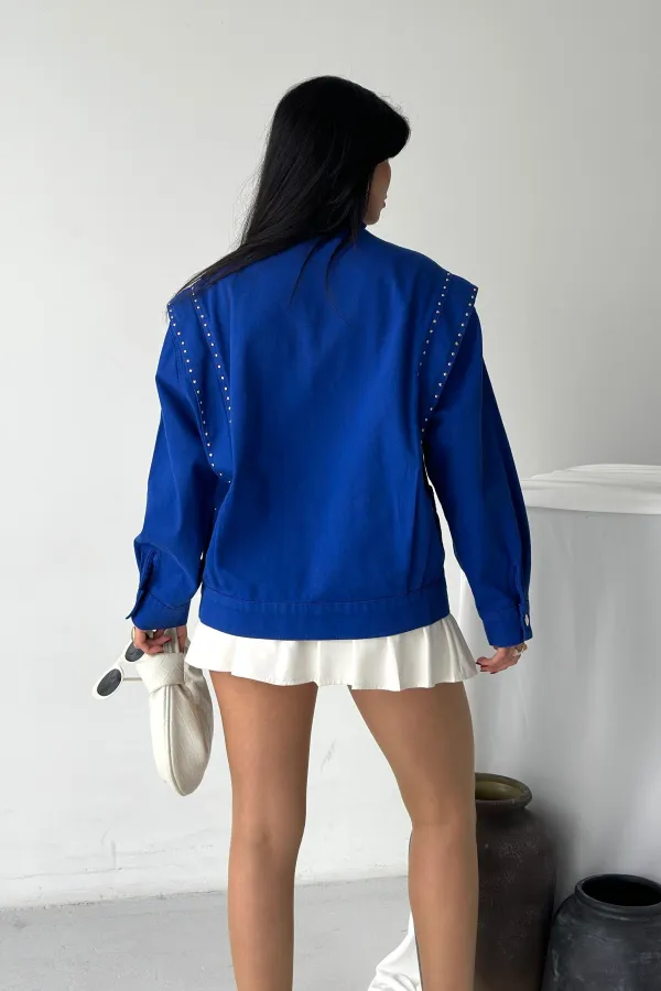 Denim Jacket with Stud Details 6253-104-(S-L-3) 