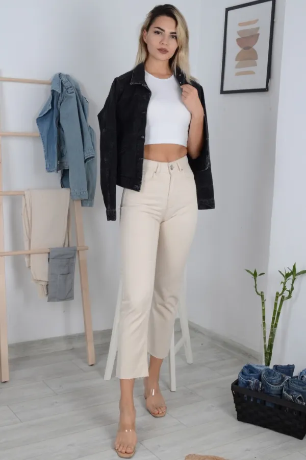 Dikişsiz Paça Mom Fit Kot Pantolon  764-65-(28-33)