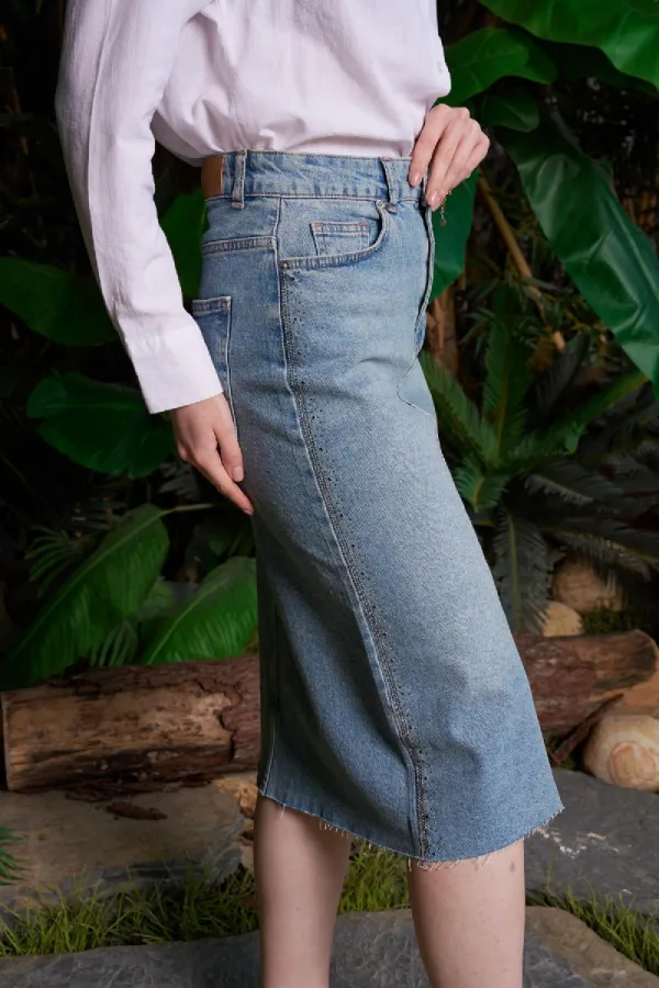 Taşlı Kot Etek  1073-15-(XS-XL-6-2)