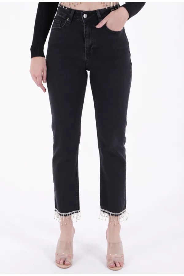 Paçasılı Dikişsiz Paça Mom Kot Pantolon 1890-23-(28-33) Paçasılı Dikişsiz Paça Mom Kot Pantolon 1890-23-(28-33)