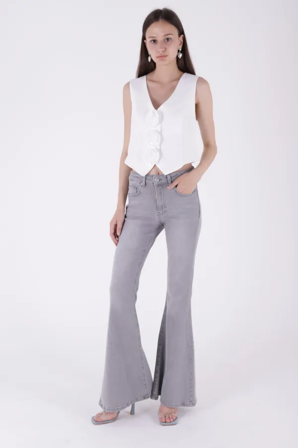 Geniş İspanyol Kot Pantolon  7067-22-(27-32)