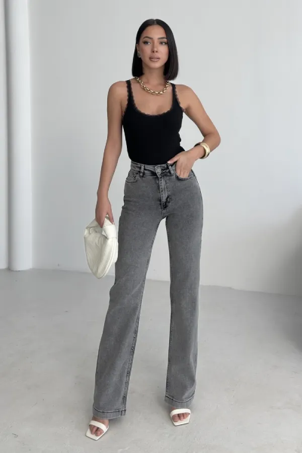 Dikişli Paça Relax Kot Pantolon 7026-40-(26-31)