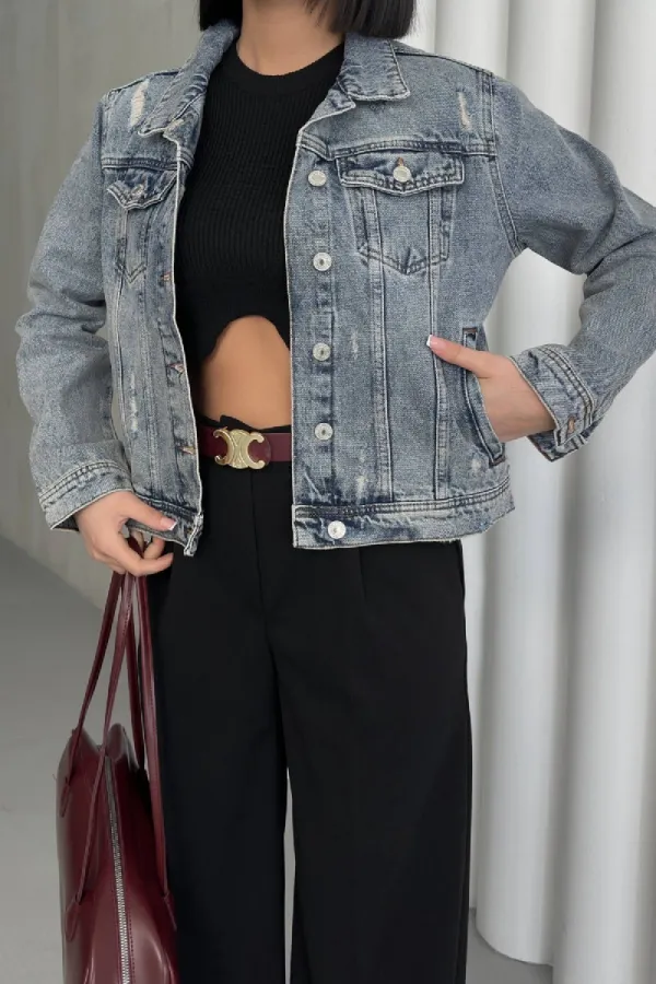 Kısa Kot Ceket 641-42-(S-XL-6) Kısa Kot Ceket 641-42-(S-XL-6)