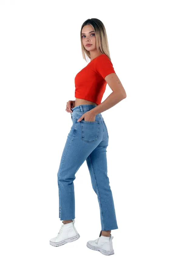 Paçasılı Mom Kot Pantolon 1794-15-(28-33) Paçasılı Mom Kot Pantolon 1794-15-(28-33)