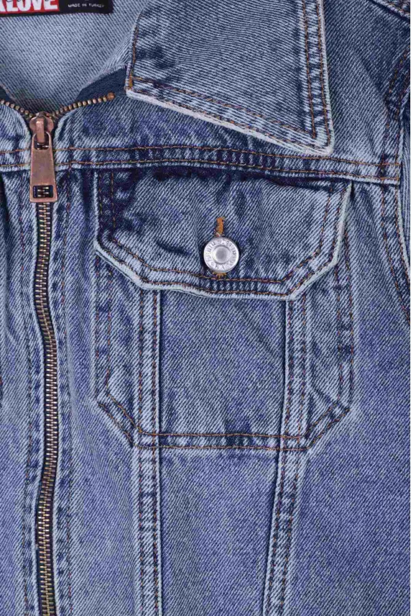 Fermuarlı Püskül Detaylı Kot Ceket 6017-62-(S-XL-6) Fermuarlı Püskül Detaylı Kot Ceket 6017-62-(S-XL-6)