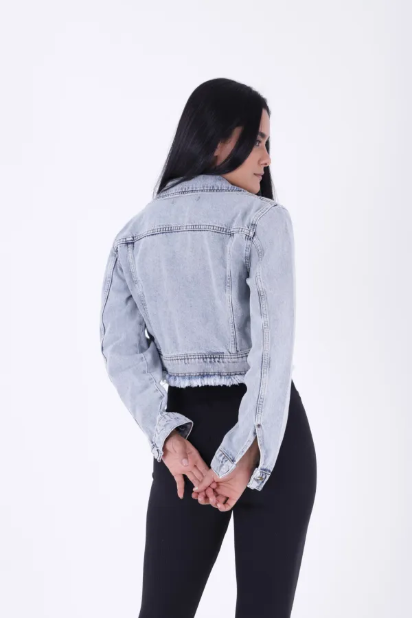 Fermuarlı Püskül Detaylı Kot Ceket 6017-16-(S-XL-6) Fermuarlı Püskül Detaylı Kot Ceket 6017-16-(S-XL-6)