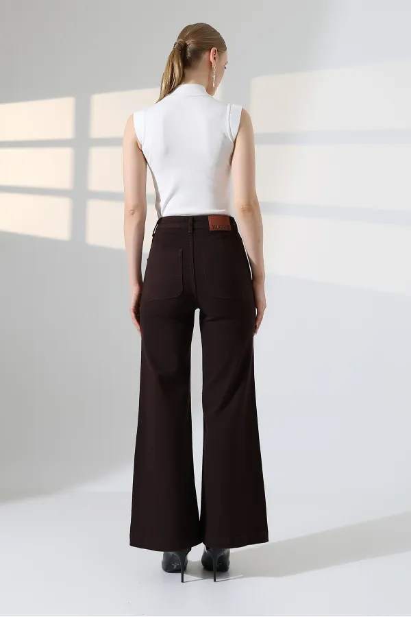 Front Pocket Detailed Jean  7079-78-(30-36) Brown