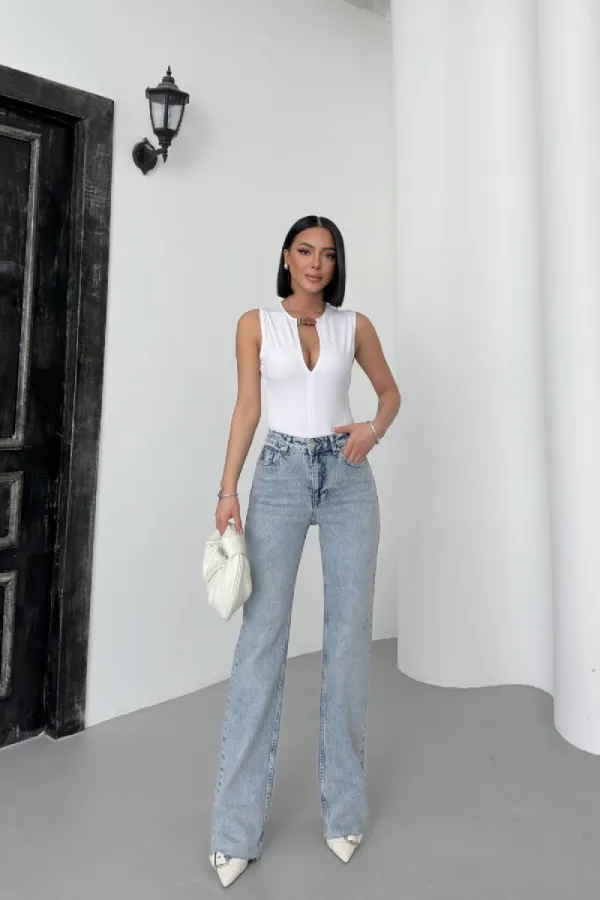 Cropped Leg Straight Fit Jeans 7070-14-(26-31)