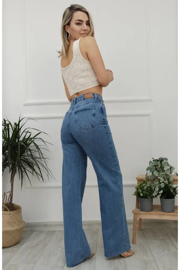 Dikişsiz Paça Beş Düğmali Relax Kot Pantolon  917-15-(27-32)