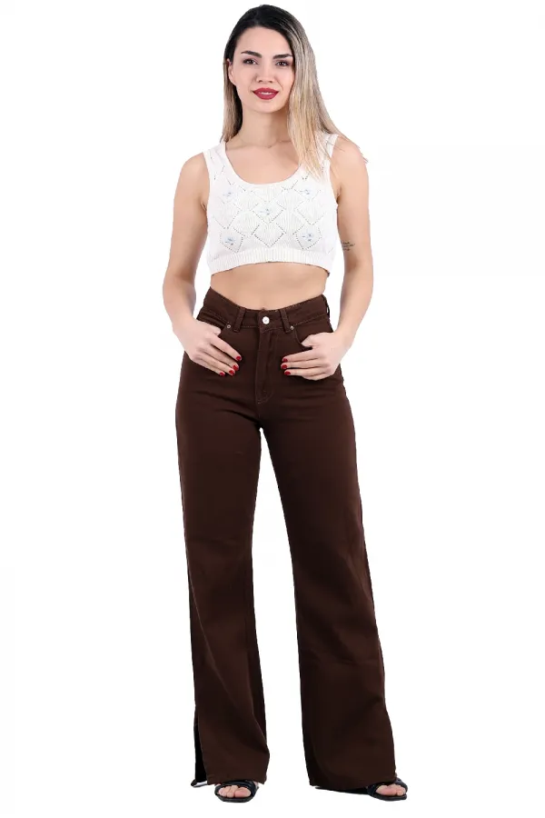Paçası Yırtmaçlı Mom Fit Kot Pantolon  1732-78-(26-31)