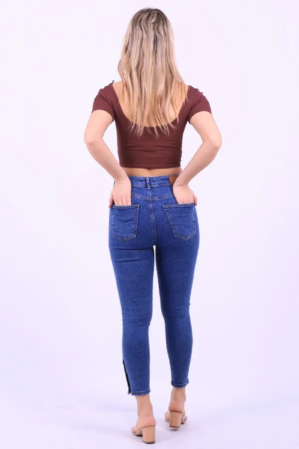 Paçası Dört Düğmeli Kot Pantolon 786-27-(28-33) Paçası Dört Düğmeli Kot Pantolon 786-27-(28-33)