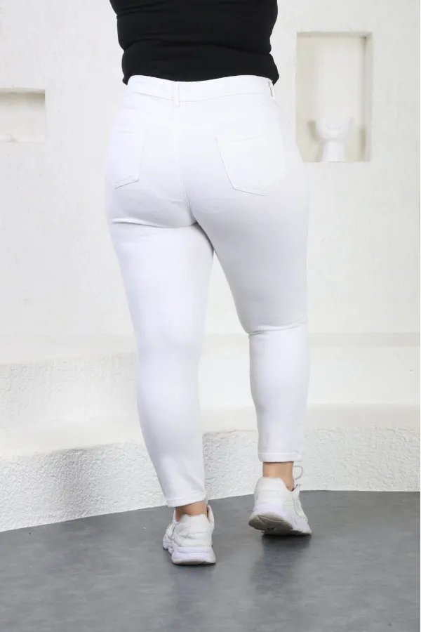 High Waisted Ankle Length Skinny Jean  815-50-(30-36) White
