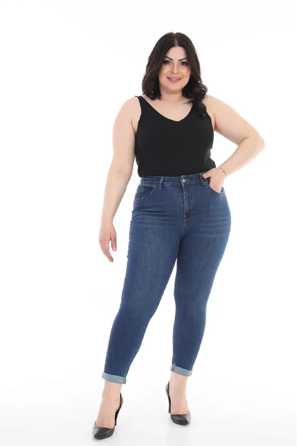 Duble Paça Skinny Kısa Boy Kot Pantolon  820-01-(30-36)