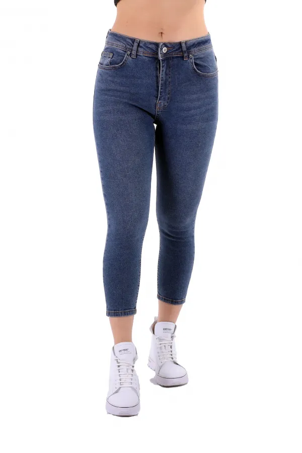 High Waisted Short Skinny Jean  810-06-(26-31) Middle Blue Denim