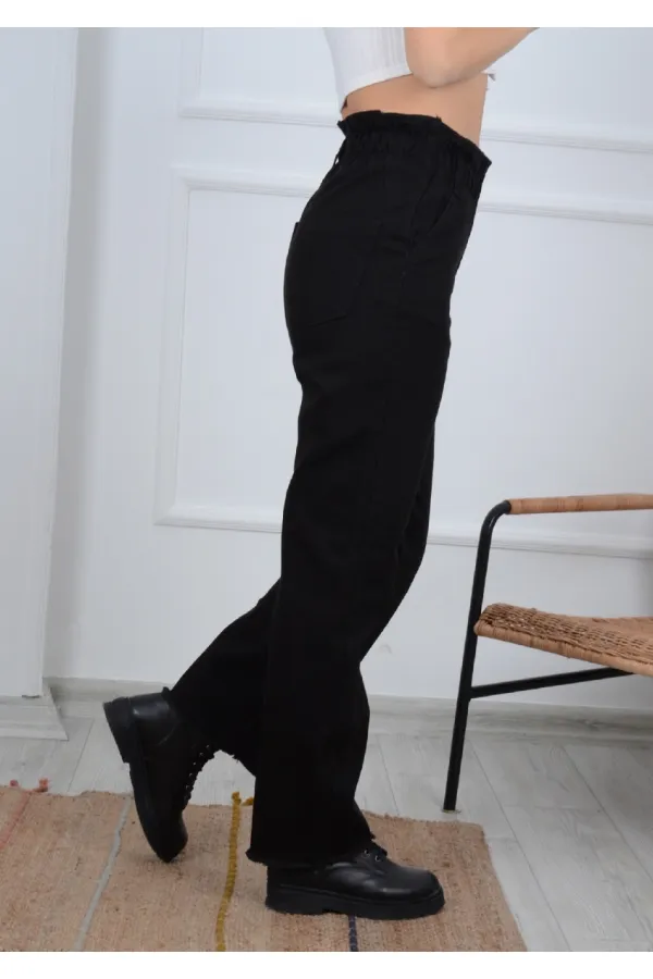 Beli Lastikli Bol Paça Relax Kot Pantolon  789-07-(26-31)