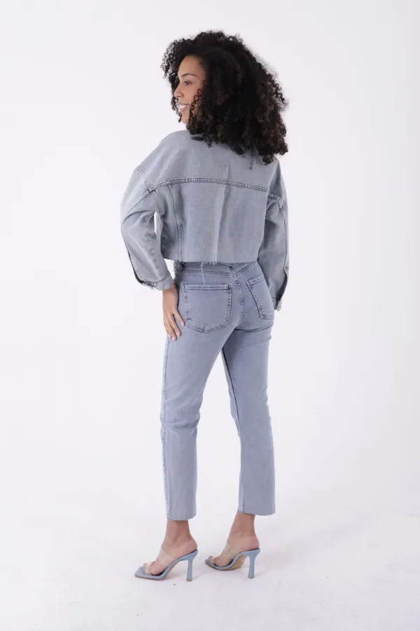 Kısa Oversize Kot Ceket 651-08-(S-L-5) Kısa Oversize Kot Ceket 651-08-(S-L-5)