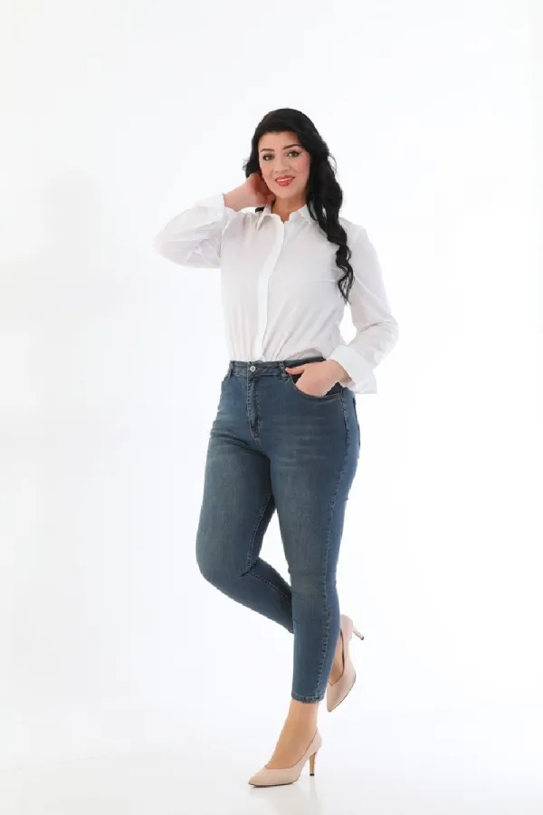 High Waisted Skinny Full Length Jean  515-02-(34-40) Dark Tinted Denim