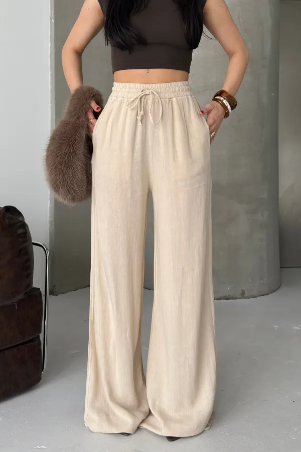 Lastikli Palazzo Pantolon  HS740-65-(S-XL)
