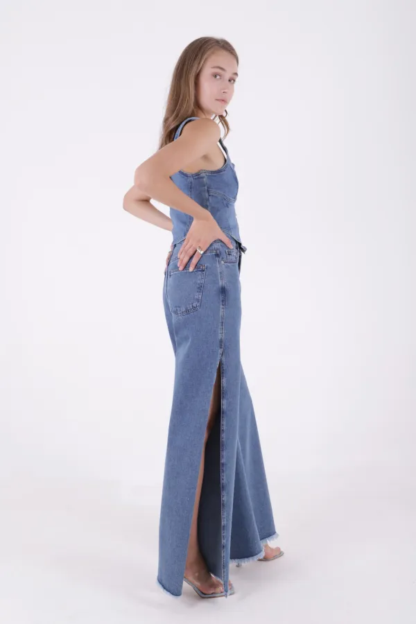 Slit Palazzo Jeans 7035-27-(26-31)