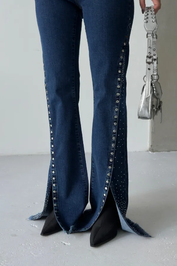 Jeans with Slit Legs 7102-26-(27-32) Regular Dark Blue