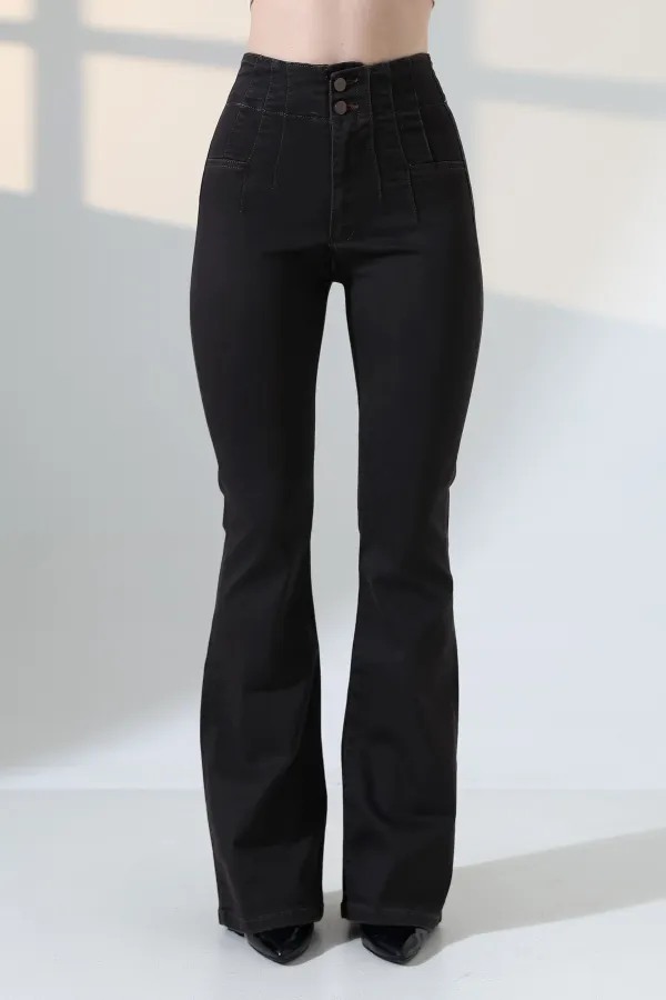 Flared Jeans with Darts on Front Waist  7021-10-(27-32) 