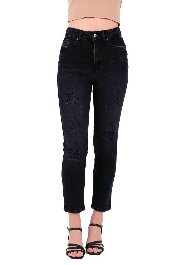Yamalı Mom Kot Pantolon  1727-03-(26-31)