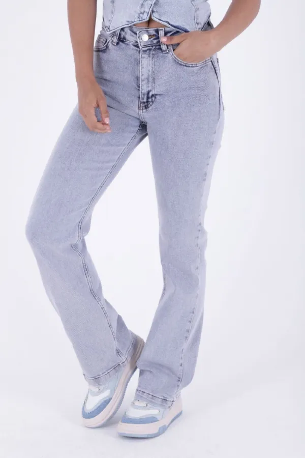 Stitched Hems Wide Leg Relaxed Jean 7026-08-(26-29-4) Snow Light Blue Stitched Hems Wide Leg Relaxed Jean 7026-08-(26-29-4) Snow Light Blue