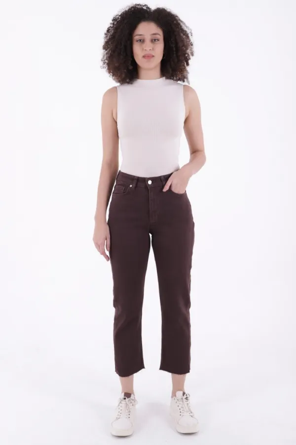 Dikişsiz Paça Mom Fit Kot Pantolon  764-78-(32-34-3)