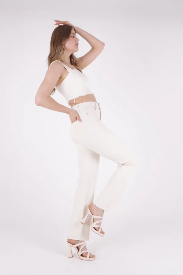 Dikişsiz Paça Bol Paça Relax Kot Pantolon  1726-80-(26-31)