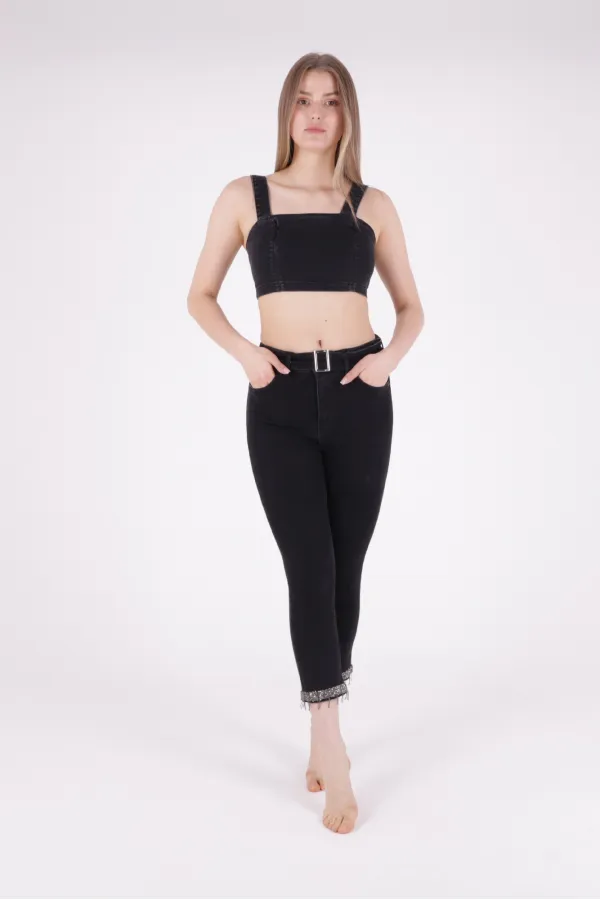 Paçaları Kemerli Pantolon 746-23-(27-32) Paçaları Kemerli Pantolon 746-23-(27-32)