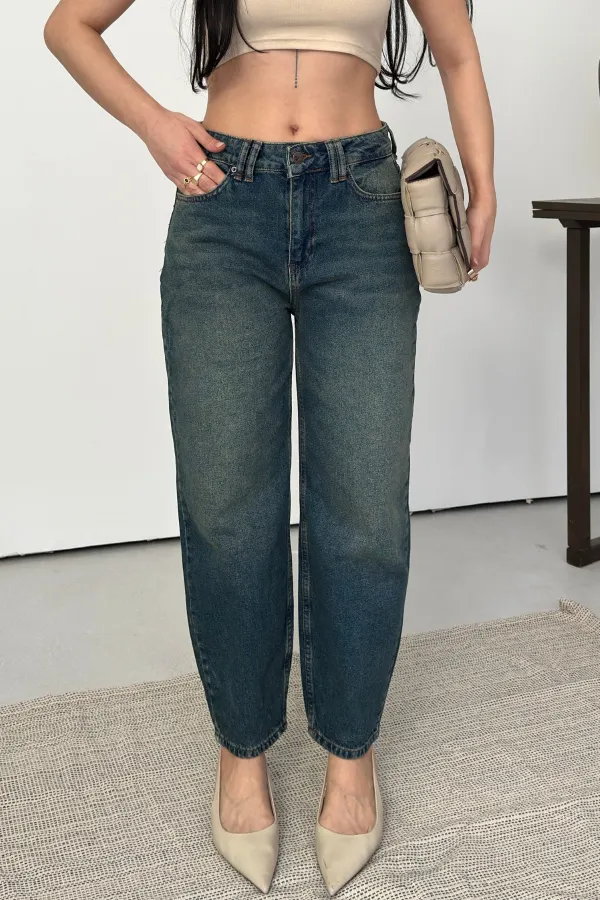Mom Fit Jean  7057-62-(27-32) Middle Blue - Tinted