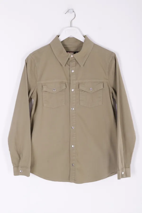 Denim Shirt with Snap Buttons 6013-74-(S-XL) Green
