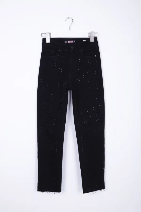 Taşlı Mom Fit Kot Pantolon 1729-07-(26-31) Taşlı Mom Fit Kot Pantolon 1729-07-(26-31)