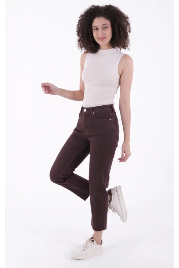 Dikişsiz Paça Mom Fit Kot Pantolon  764-78-(32-33)