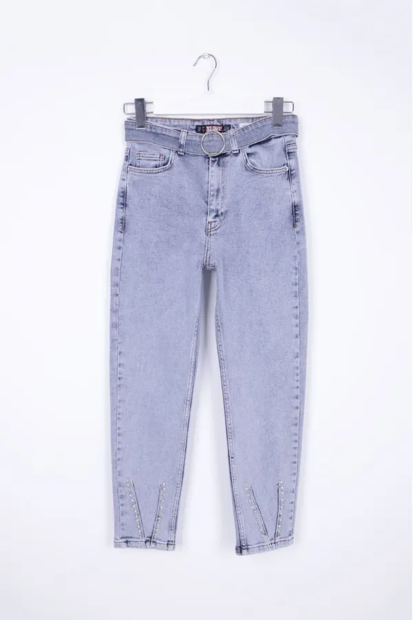 Paçası Droplu ve Detaylı Kot Pantolon 1713-08-(28-33) Paçası Droplu ve Detaylı Kot Pantolon 1713-08-(28-33)