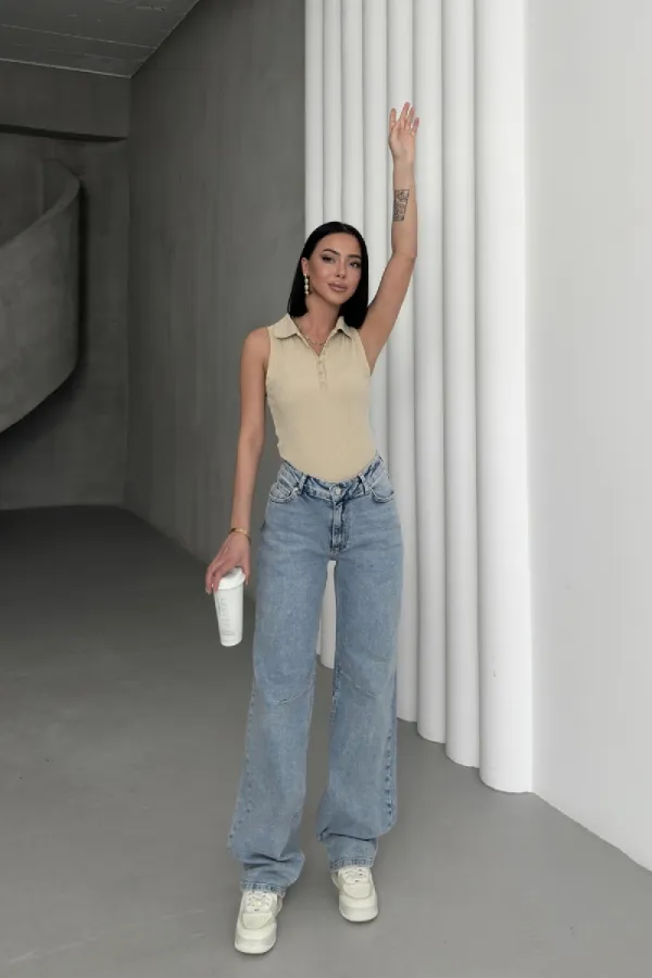 Baggy Denim Trousers with Series Darts 7088-14-(26-31)