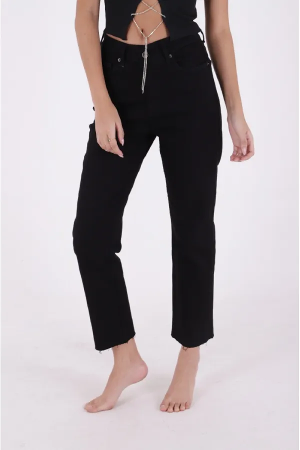 Dikişsiz Paça Mom Fit Kot Pantolon  764-07-(26-29)