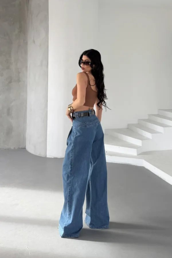 Pensli Bol Paça Kot Pantolon 7063-62-(27-32)