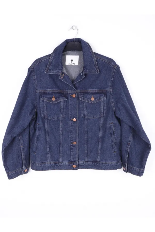 Klasik Yaka Cepli Düğmeli Kot Ceket  6081-26-(S-L-5)