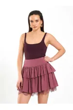 Jupe évasée à détails en dentelle 041180