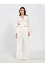 031678 Beli Lastik Detaylı Belden Bağlamalı Pantolon 031678 Beli Lastik Detaylı Belden Bağlamalı Pantolon