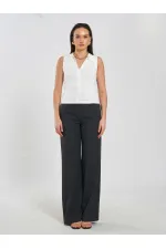 071894 Önü Fermuarlı Örme Kolsuz Body