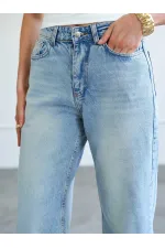 031666 Düz Paça Orta Bel Jeans