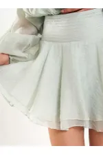 Jupe courte côtelée à taille 041182