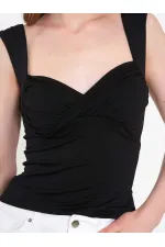 071926 Draped Front Knitted Blouse