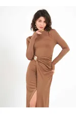 Robe midi drapée sur le devant 111699