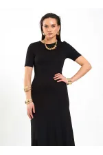 111693 Crew Neck Short Sleeve Basic Dress