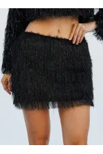 041118 Saçaklı Mini Etek