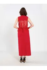 120748 Vest with Lace Detail and Buckle on the Back